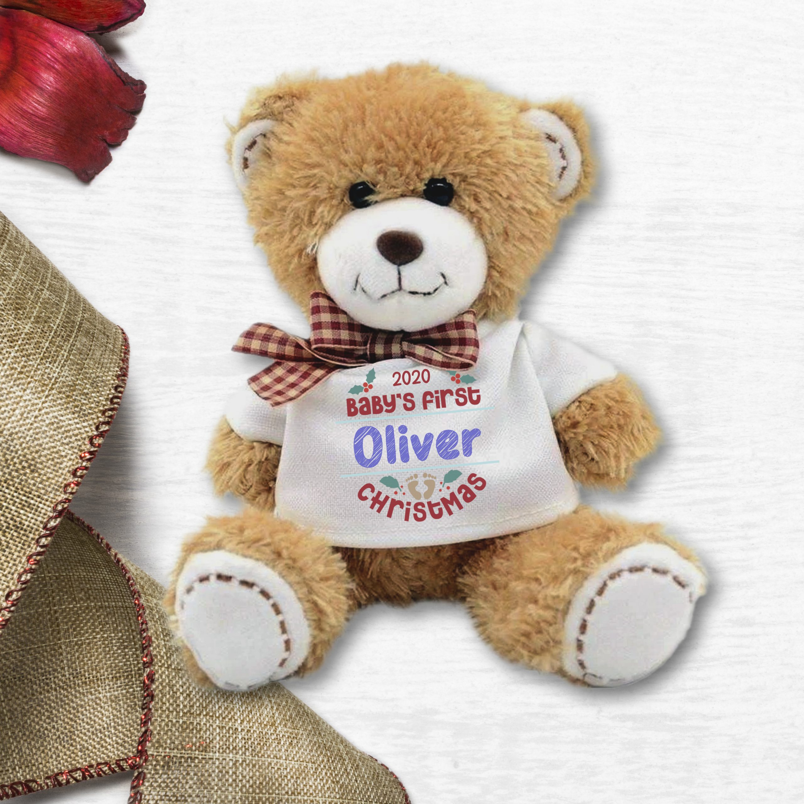 personalised first christmas teddy